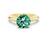 Yellow gold Round Cut Green Sapphire Solitaire Engagement Ring with Round Band and Four-Prong Setting