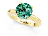 Yellow gold Round Cut Green Sapphire Solitaire Engagement Ring with Round Band and Four-Prong Setting_1
