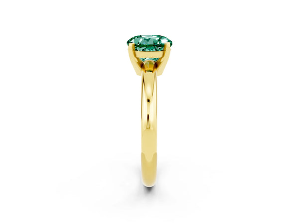 Yellow gold Round Cut Green Sapphire Solitaire Engagement Ring with Round Band and Four-Prong Setting