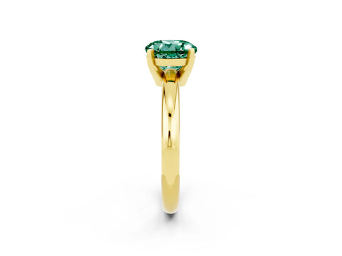 Yellow gold Round Cut Green Sapphire Solitaire Engagement Ring with Round Band and Four-Prong Setting_2