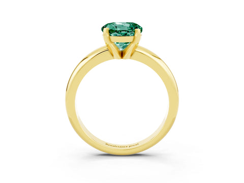 Yellow gold Round Cut Green Sapphire Solitaire Engagement Ring with Round Band and Four-Prong Setting_3