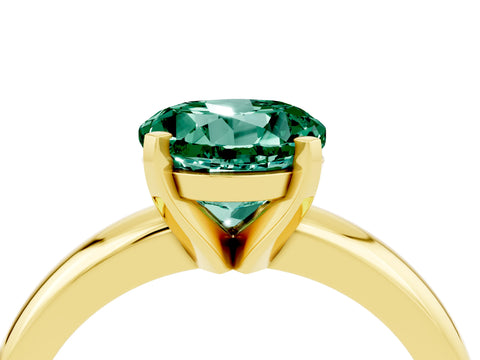 Yellow gold Round Cut Green Sapphire Solitaire Engagement Ring with Round Band and Four-Prong Setting_4