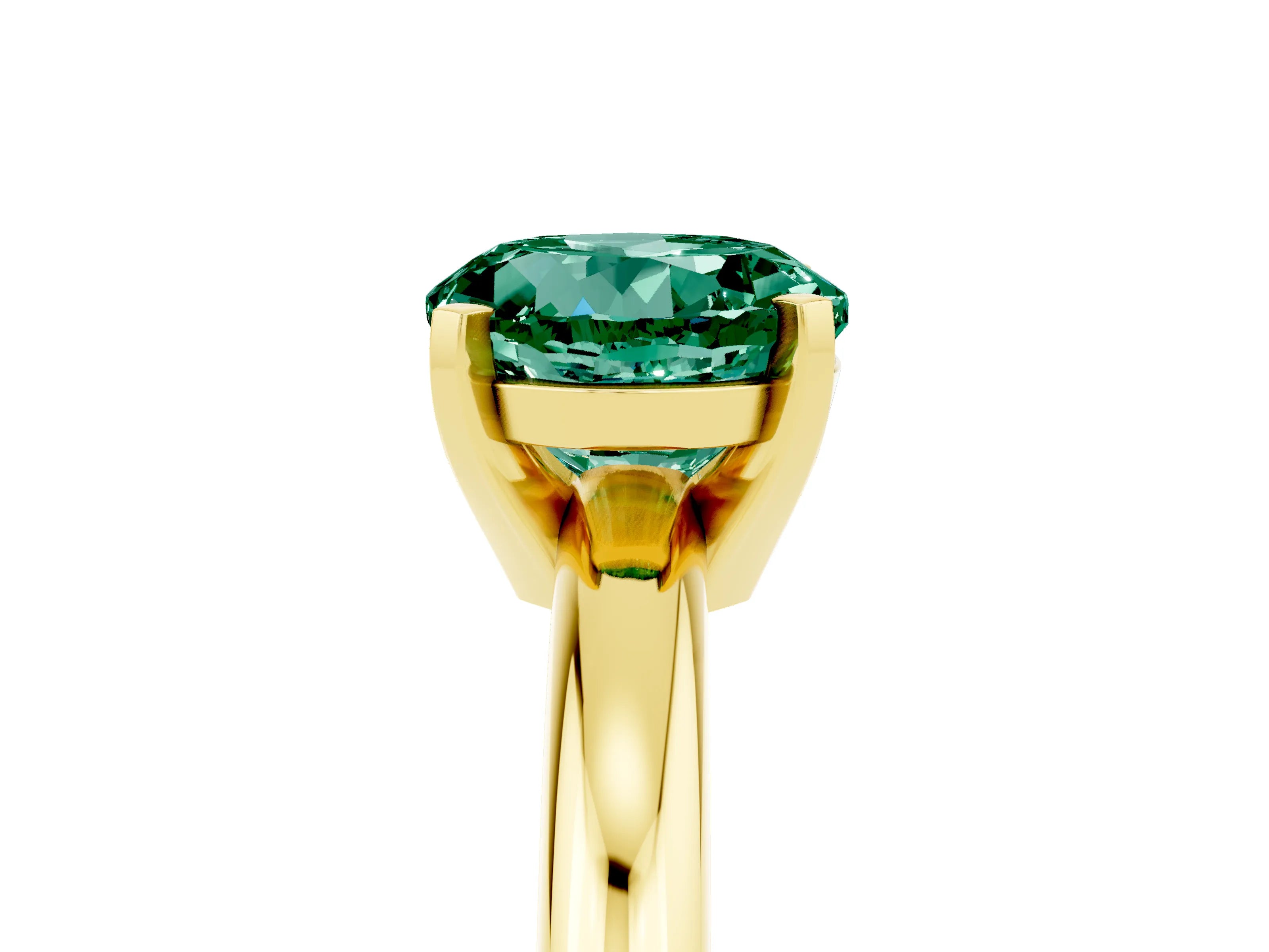 Yellow gold Round Cut Green Sapphire Solitaire Engagement Ring with Round Band and Four-Prong Setting_5