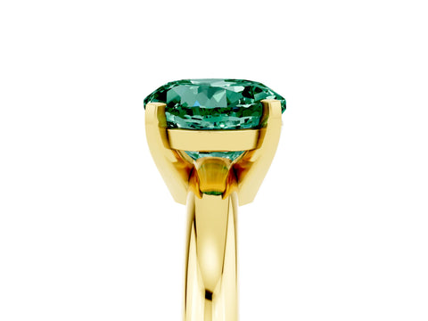 Yellow gold Round Cut Green Sapphire Solitaire Engagement Ring with Round Band and Four-Prong Setting_5