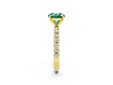 Yellow gold Round Cut Green Sapphire Solitaire Pavé Band with Four-Prong Setting_2