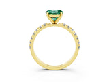 Yellow gold Round Cut Green Sapphire Solitaire Pavé Band with Four-Prong Setting_3