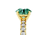 Yellow gold Round Cut Green Sapphire Solitaire Pavé Engagement Ring with Round Band and Prong Setting_65