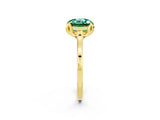 Yellow gold Round Cut Green Sapphire Solitaire Ring with Flower Prong Setting and Classic Band_14