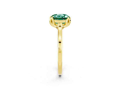 Yellow gold Round Cut Green Sapphire Solitaire Ring with Flower Prong Setting and Classic Band_14