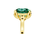 Yellow gold Round Cut Green Sapphire Solitaire Ring with Flower Prong Setting and Classic Band_17