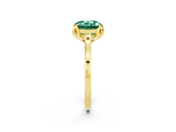 Yellow gold Round Cut Green Sapphire Solitaire Ring with Flower Prong Setting and Classic Band_38