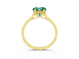 Yellow gold Round Cut Green Sapphire Solitaire Ring with Flower Prong Setting and Classic Band_39