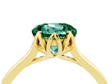 Yellow gold Round Cut Green Sapphire Solitaire Ring with Flower Prong Setting and Classic Band_40