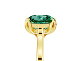 Yellow gold Round Cut Green Sapphire Solitaire Ring with Flower Prong Setting and Classic Band_41