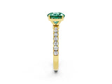 Yellow gold Round Cut Green Sapphire Solitaire Ring with Pavé Accents and Four-Prong Setting_2