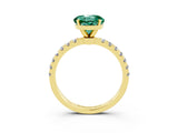 Yellow gold Round Cut Green Sapphire Solitaire Ring with Pavé Accents and Four-Prong Setting_3