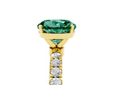 Yellow gold Round Cut Green Sapphire Solitaire Ring with Pavé Accents and Four-Prong Setting_5