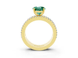 Yellow gold Round Cut Green Sapphire Solitaire Ring with Pavé and Channel Set Band_3