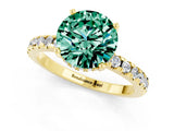 Yellow gold Round Cut Green Sapphire Solitaire Ring with Round  Pavé Band and Four-Prong Setting_37