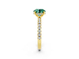 Yellow gold Round Cut Green Sapphire Solitaire Ring with Round  Pavé Band and Four-Prong Setting_38
