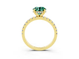Yellow gold Round Cut Green Sapphire Solitaire Ring with Round  Pavé Band and Four-Prong Setting_39