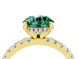 Yellow gold Round Cut Green Sapphire Solitaire Ring with Round  Pavé Band and Four-Prong Setting_40