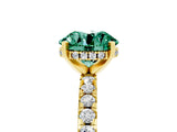 Yellow gold Round Cut Green Sapphire Solitaire Ring with Round  Pavé Band and Four-Prong Setting_41