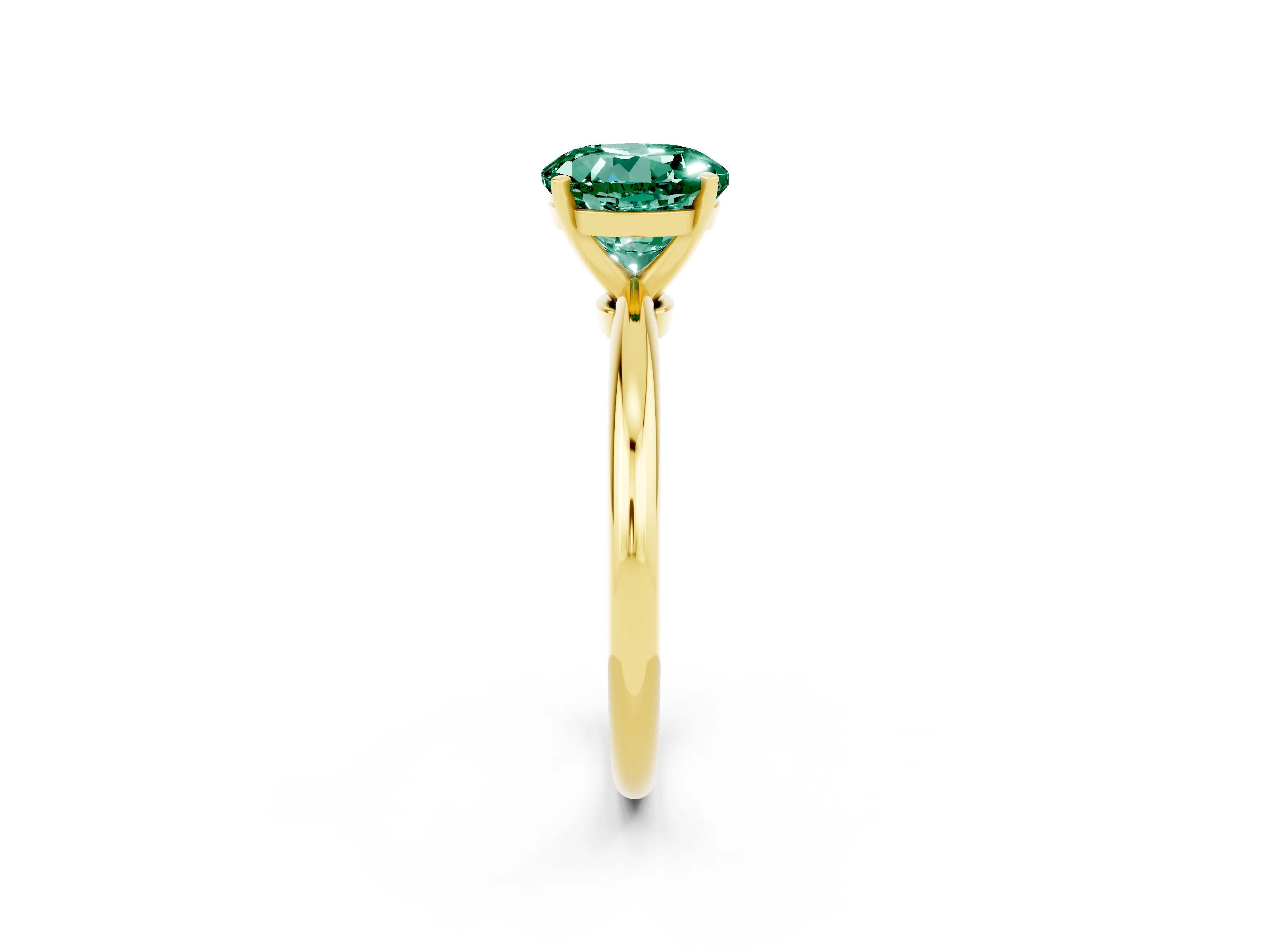 Yellow gold Round Cut Green Sapphire Solitaire Ring with Six-Prong Setting and Classic Band_2