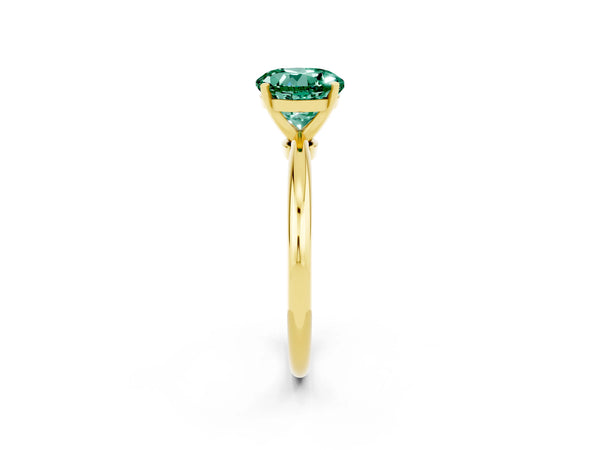Yellow gold Round Cut Green Sapphire Solitaire Ring with Six-Prong Setting and Classic Band