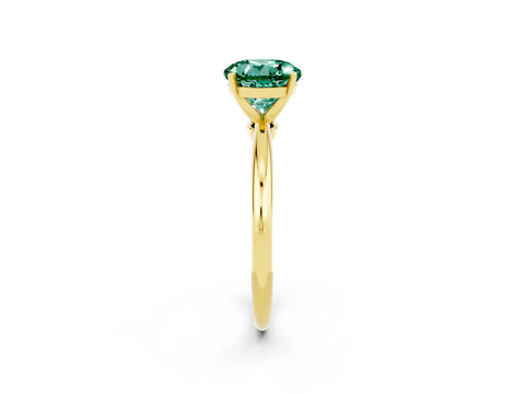 Yellow gold Round Cut Green Sapphire Solitaire Ring with Six-Prong Setting and Classic Band_2