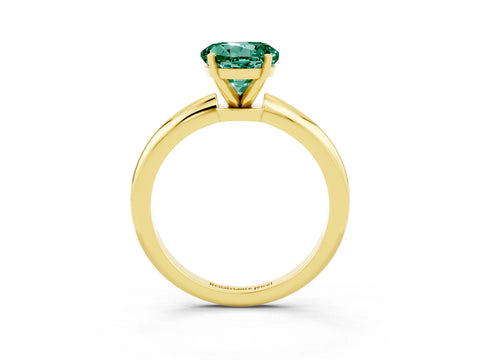 Yellow gold Round Cut Green Sapphire Solitaire Ring with Six-Prong Setting and Classic Band_3