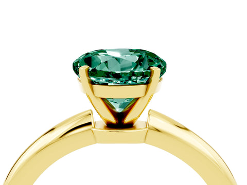 Yellow gold Round Cut Green Sapphire Solitaire Ring with Six-Prong Setting and Classic Band_4