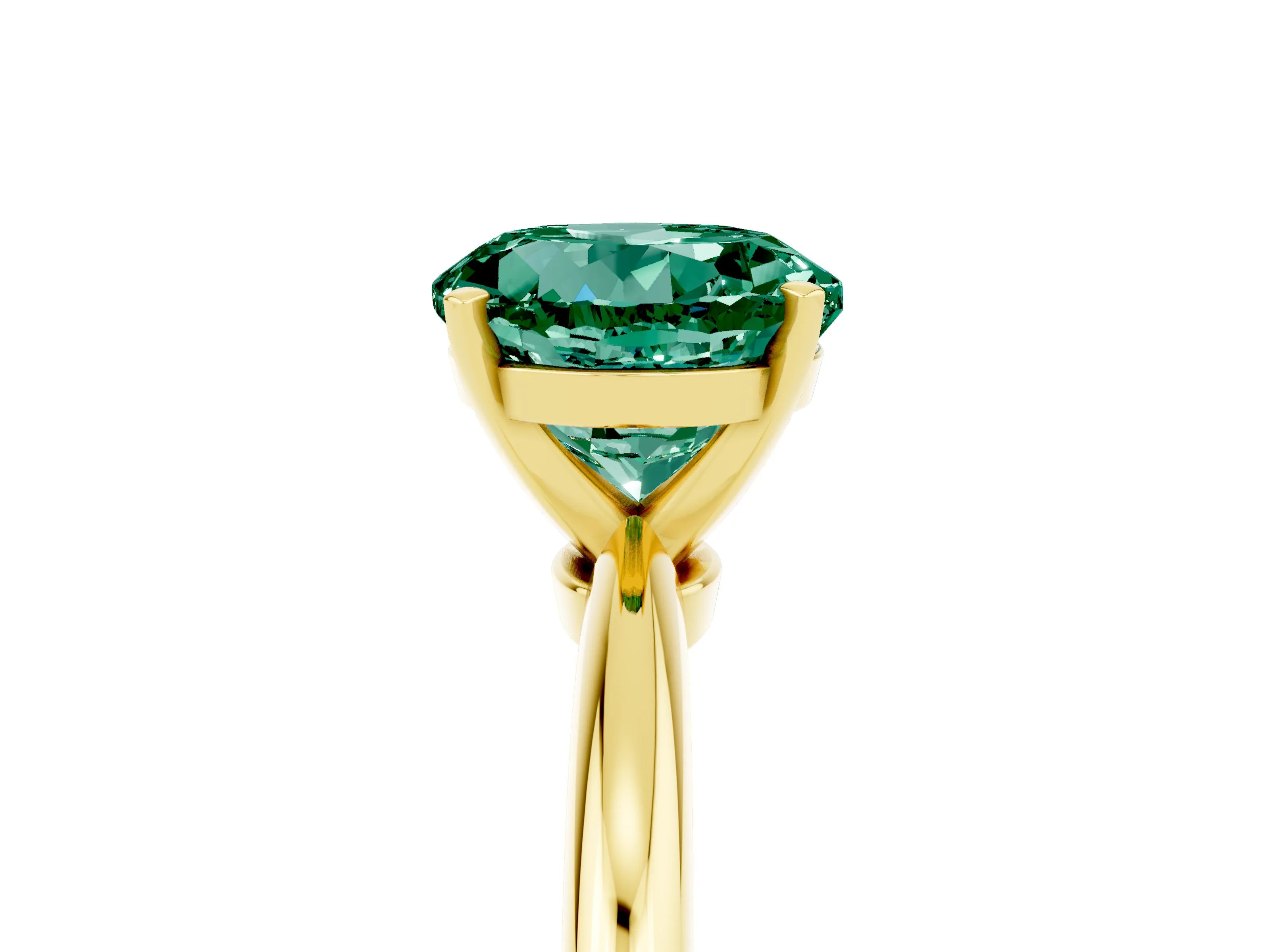 Yellow gold Round Cut Green Sapphire Solitaire Ring with Six-Prong Setting and Classic Band_5