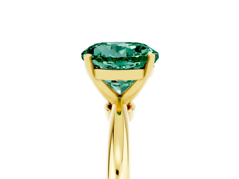 Yellow gold Round Cut Green Sapphire Solitaire Ring with Six-Prong Setting and Classic Band_5