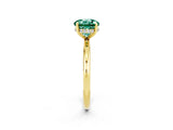 Yellow gold Round Cut Green Sapphire Solitaire Ring with Thin Band and Four-Prong Setting_14