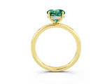 Yellow gold Round Cut Green Sapphire Solitaire Ring with Thin Band and Four-Prong Setting_15