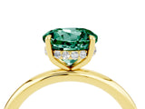 Yellow gold Round Cut Green Sapphire Solitaire Ring with Thin Band and Four-Prong Setting_16