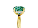 Yellow gold Round Cut Green Sapphire Solitaire Ring with Thin Band and Four-Prong Setting_17