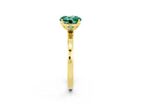 Yellow gold Round Cut Green Sapphire Solitaire Ring with Thin Band and Prong Setting_14