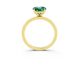 Yellow gold Round Cut Green Sapphire Solitaire Ring with Thin Band and Prong Setting_15