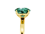 Yellow gold Round Cut Green Sapphire Solitaire Ring with Thin Band and Prong Setting_17