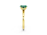 Yellow gold Round Cut Green Sapphire Solitaire Ring with Thin Band and Prong Setting_26
