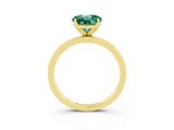 Yellow gold Round Cut Green Sapphire Solitaire Ring with Thin Band and Prong Setting_27