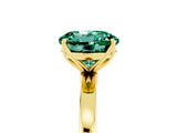 Yellow gold Round Cut Green Sapphire Solitaire Ring with Thin Band and Prong Setting_29
