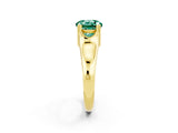 Yellow gold Round Cut Green Sapphire Solitaire Ring with Wide Band and Prong Setting_2