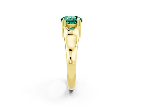 Yellow gold Round Cut Green Sapphire Solitaire Ring with Wide Band and Prong Setting_2