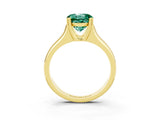 Yellow gold Round Cut Green Sapphire Solitaire Ring with Wide Band and Prong Setting_3