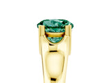 Yellow gold Round Cut Green Sapphire Solitaire Ring with Wide Band and Prong Setting_5