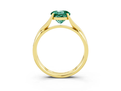Yellow gold Round Cut Green Sapphire Solitaire Twist Band Prong Setting Ring_50