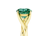 Yellow gold Round Cut Green Sapphire Solitaire Twist Band Prong Setting Ring_64